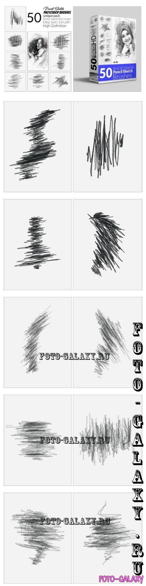 50 Pencil Sketch Brush Bundle - 290830599