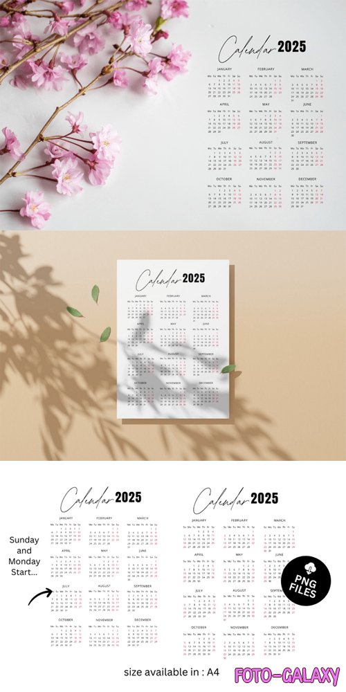 Editable 2025 Calendar - White & Transparent Templates