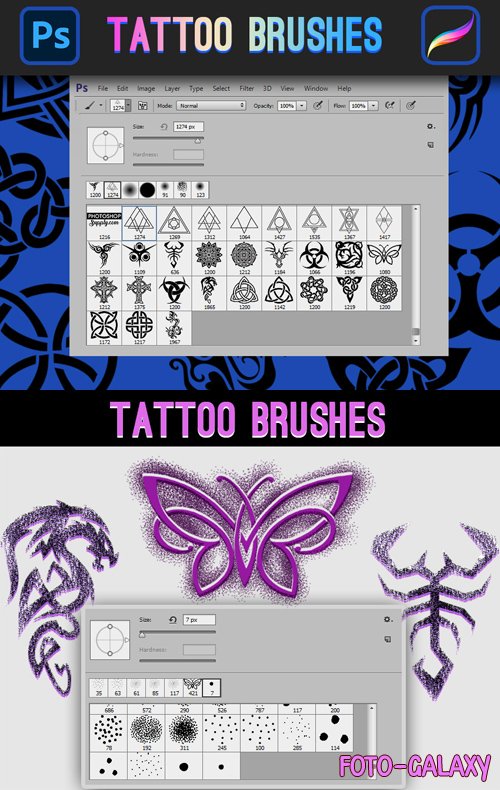 30 Tattoo Brushes for Photoshop