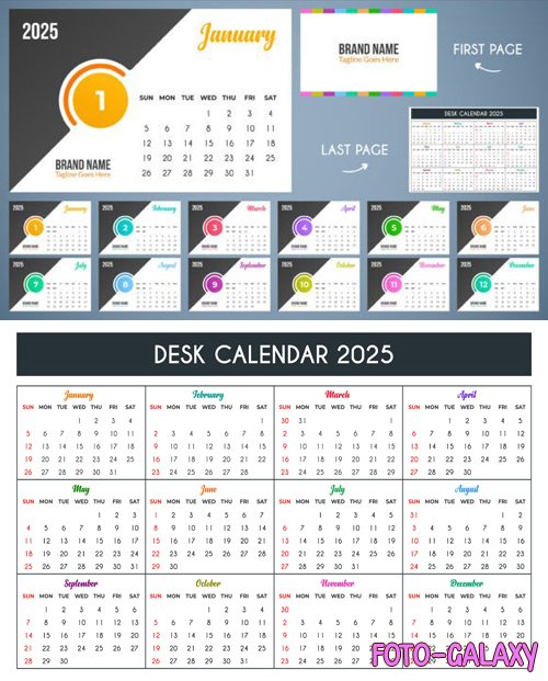 2025 New Year Minimalist Desk Calendar Templates