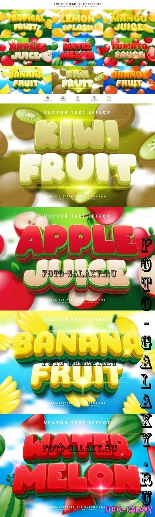 9 Pack Tropical Fruit Theme, Editable Text Effect - KPMT5F8