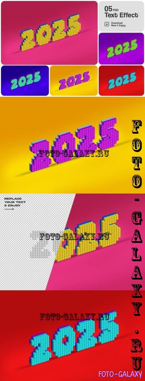 Brick Toy New Year 2025 Editable Text Effect Set - 2SMP8KP