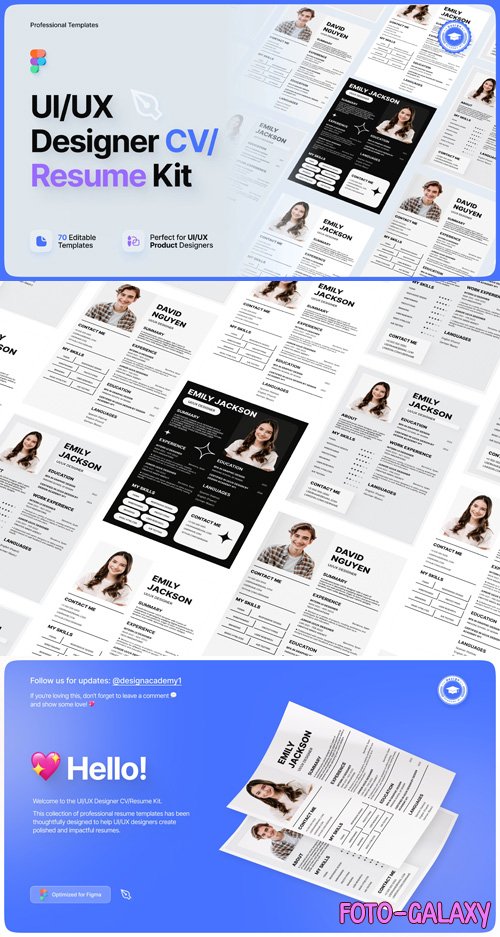 Professional CV Resume Kit for UI/UX Designers - Figma Template