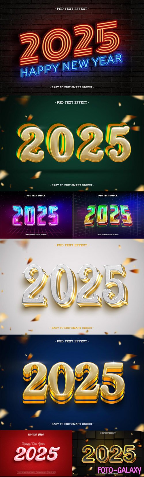 Happy New Year 2025 Editable Text Effects for Photoshop - Part 1