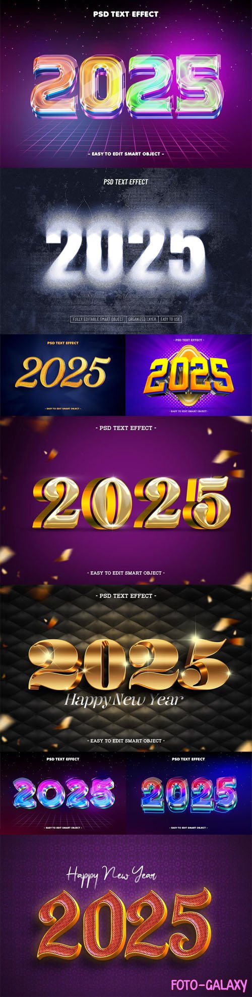 Happy New Year 2025 Editable Text Effects for Photoshop - Part 1