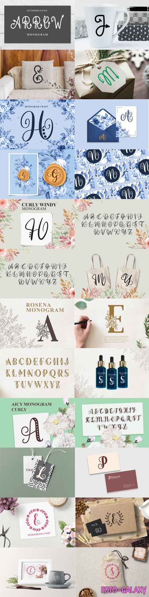 Monogram Font Mini Bundle - 10 Premium Fonts