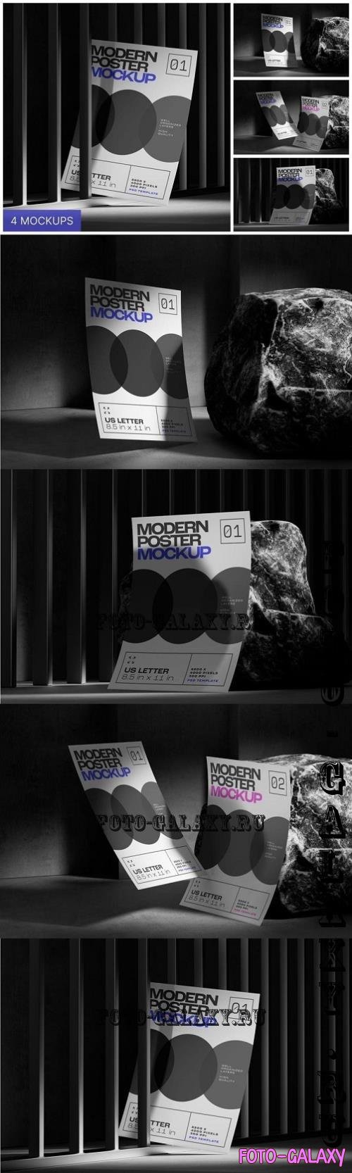 US Letter Size Modern Poster Mockup Set - 87M39RF