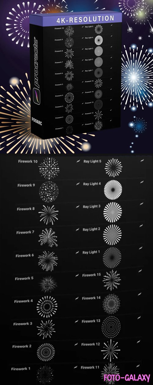 20 Fireworks Brushes for Procreate