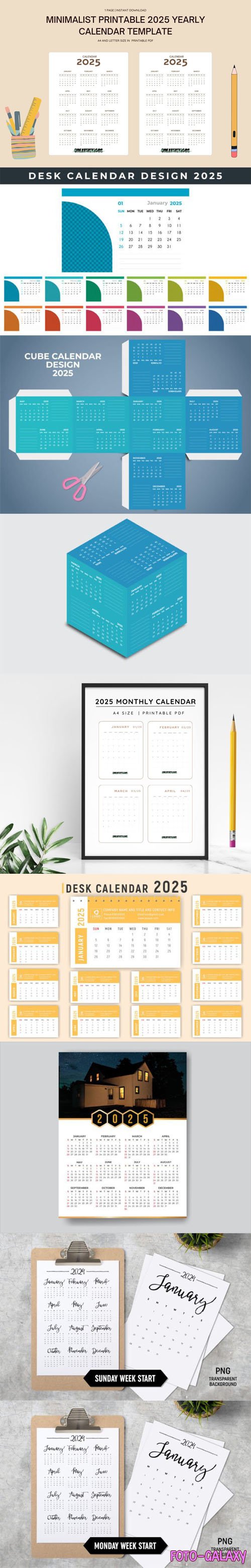 Collection of 2025 Calendars Design Templates