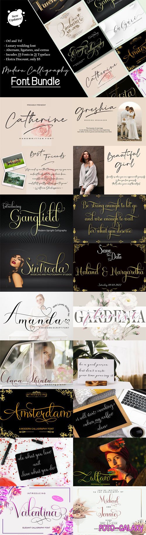 Modern Calligraphy Font Bundle - 21 Premium Typefaces