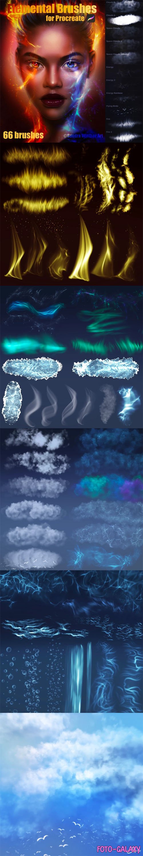 60+ Elemental Brushes for Procreate