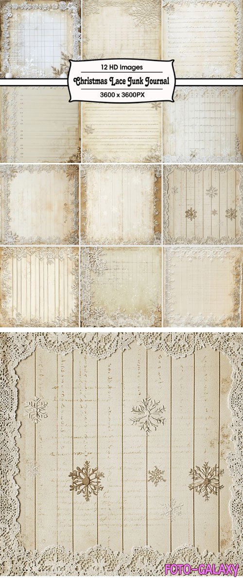 New Year Lace Junk Journal Textures Pack