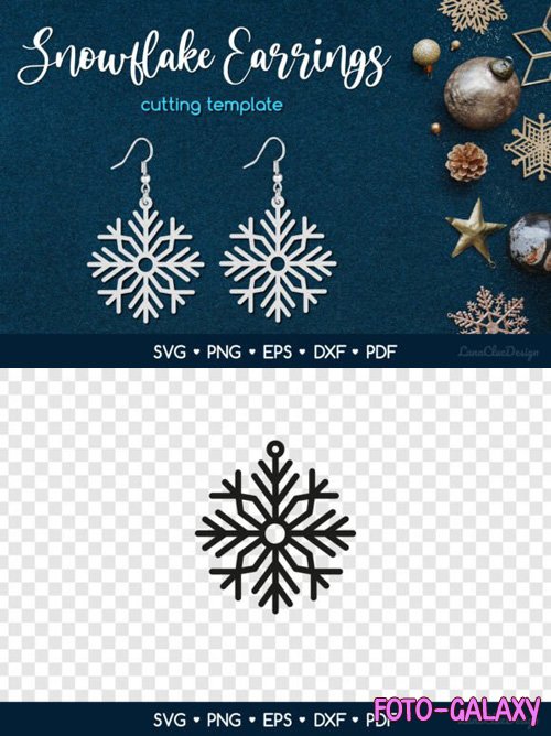 Snowflake Earring - Winter Jewelry - Vector Design Template