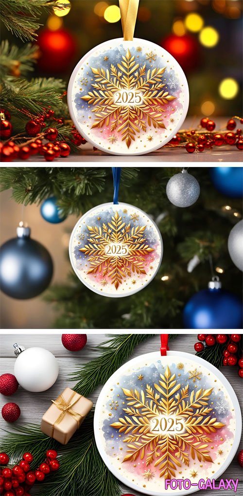 Round Ornament Sublimation Clipart for New Year 2025