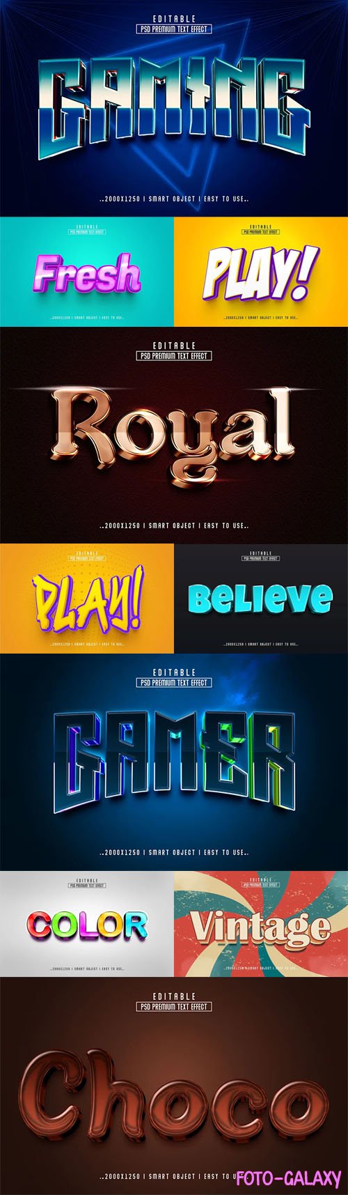 3D Text Effects Bundle - 20 Photoshop Styles