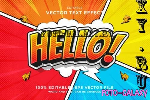 Hello Comic Vector 3d Editable Text Effect - QQV7U56