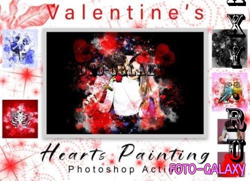 Valentine's Hearts Painting Ps Action