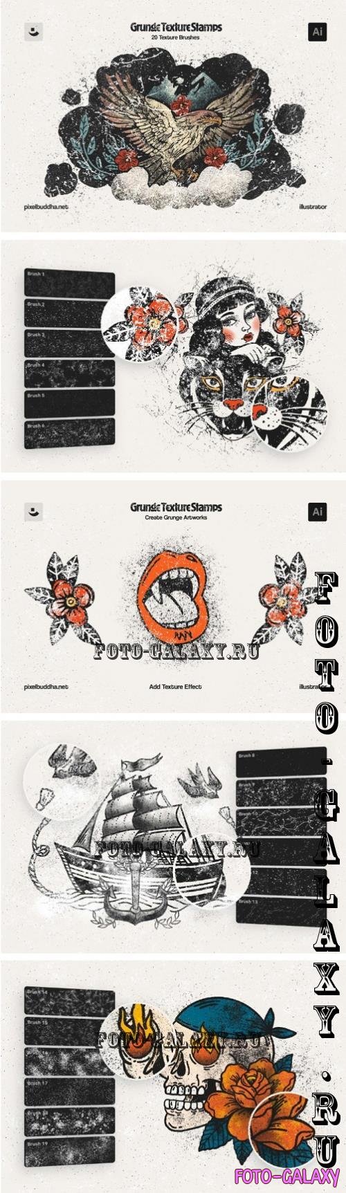 Grunge Stamp Illustrator Brushes - 290860065