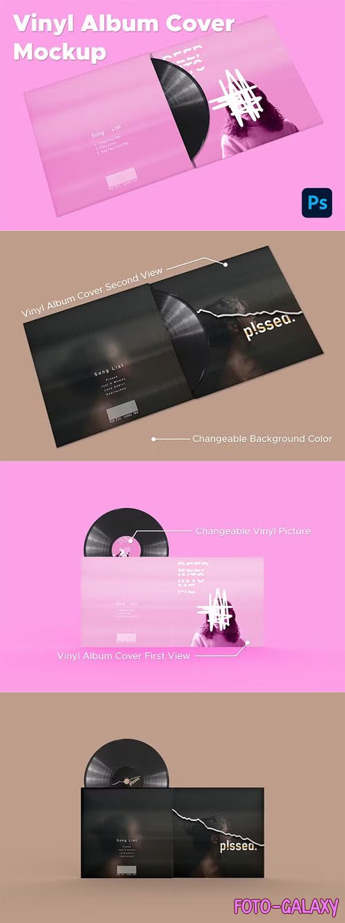 Vinyl Album Cover PSD Mockup Template