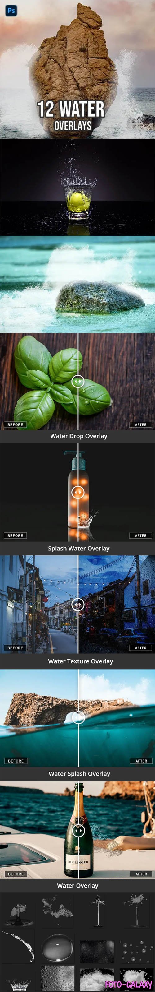 12 Water Overlays Bundle for Photoshop