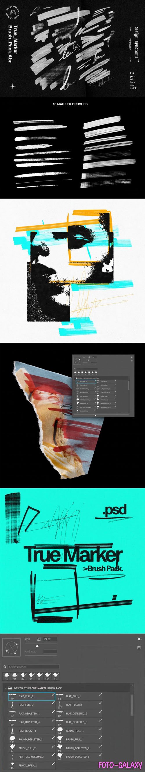 True Marker Brushes Pack for Photoshop