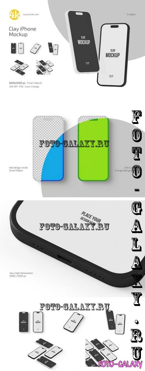 Clay iPhone Mockup Set - 291011050 - 93QJTA4