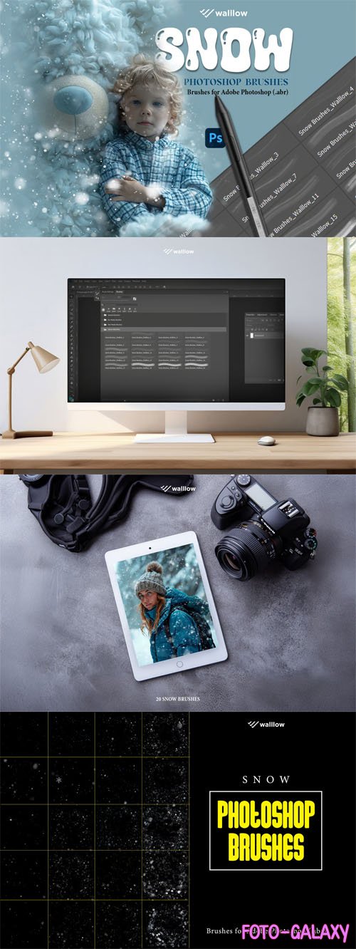 Realistic Snow Photoshop Brushes - Winter Effects