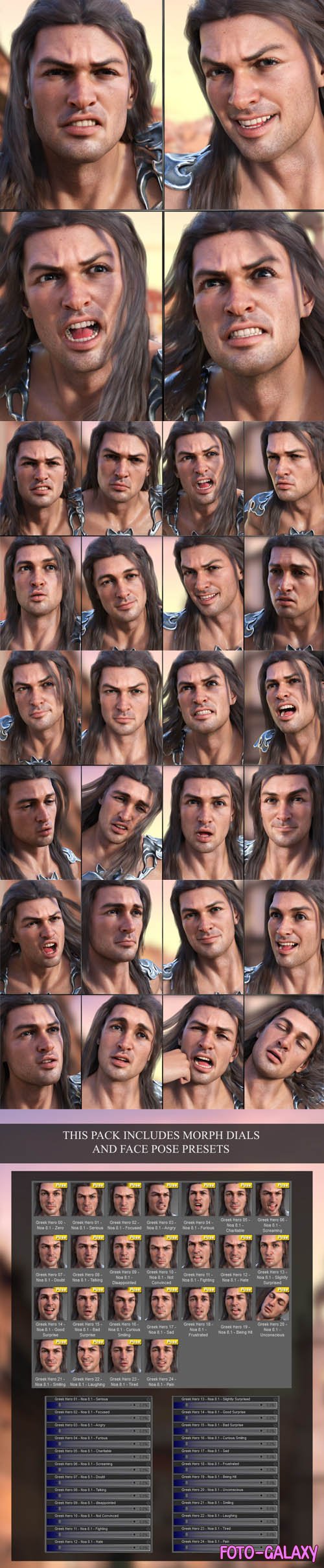 Daz3d - Greek Hero Expressions for Genesis 8.1 and Noa 8.1