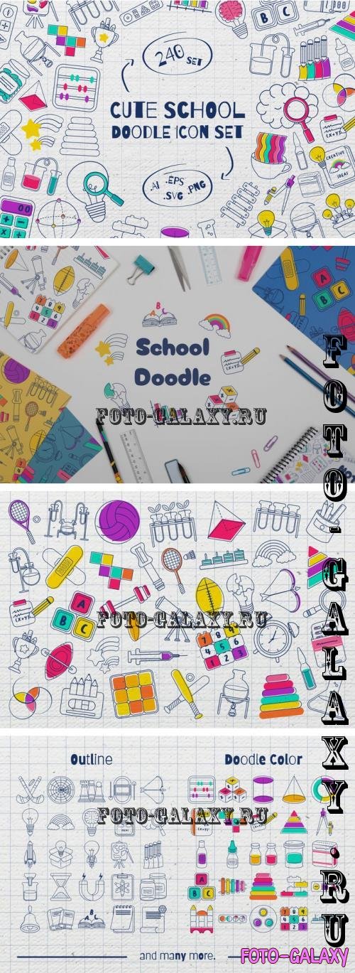 Illustration - Cute School Doddle Icon Set - SAPRVED