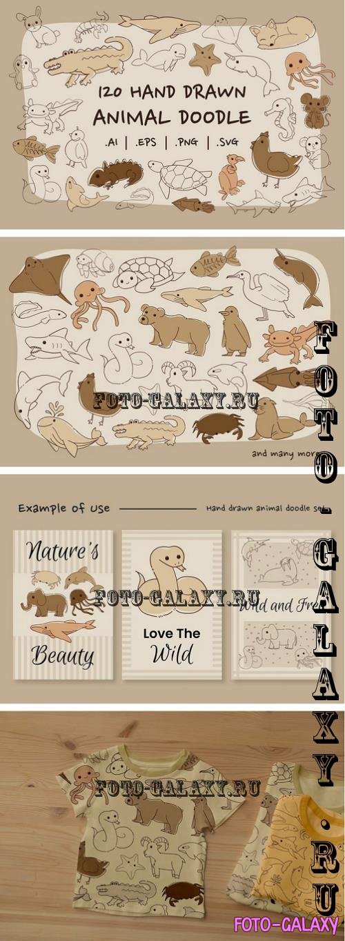 Illustration - Handrawn Animal Doddle Icon Set - CPEZF9J