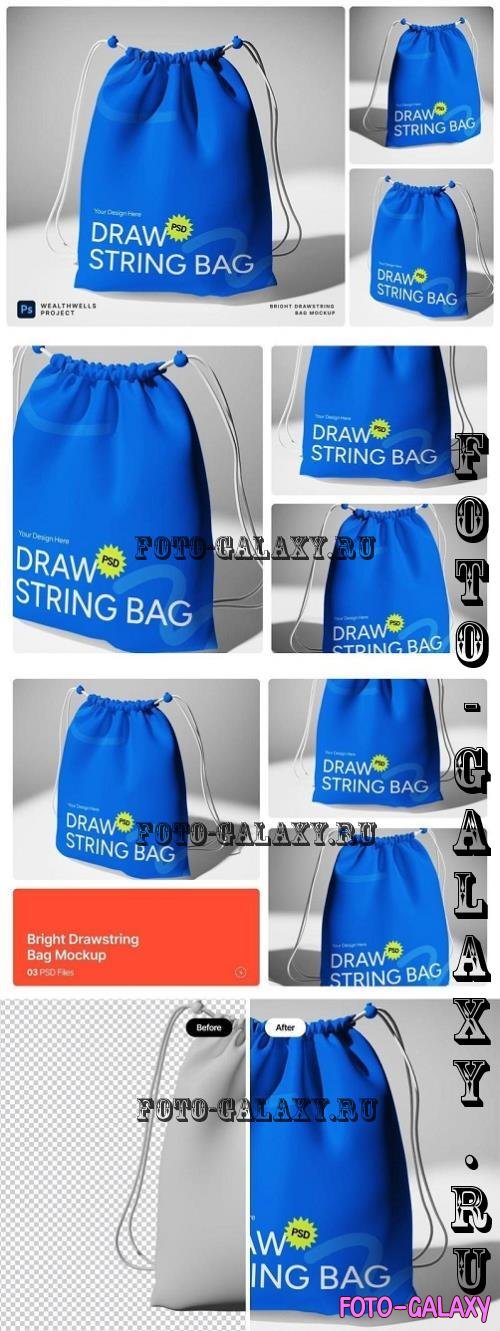 Bright Drawstring Bag Mockup - CW7EADQ