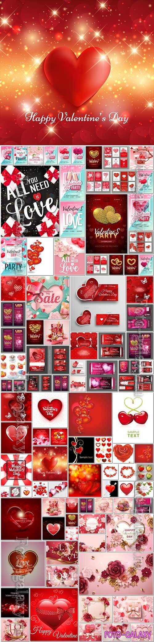 Bundle Happy Valentines Day, love, romance, hearts in vector vol 12