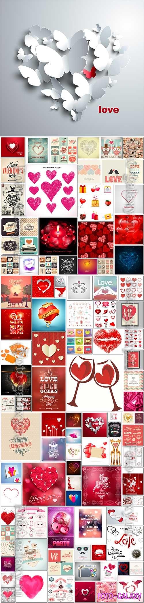 Bundle Happy Valentines Day, love, romance, hearts in vector vol 15