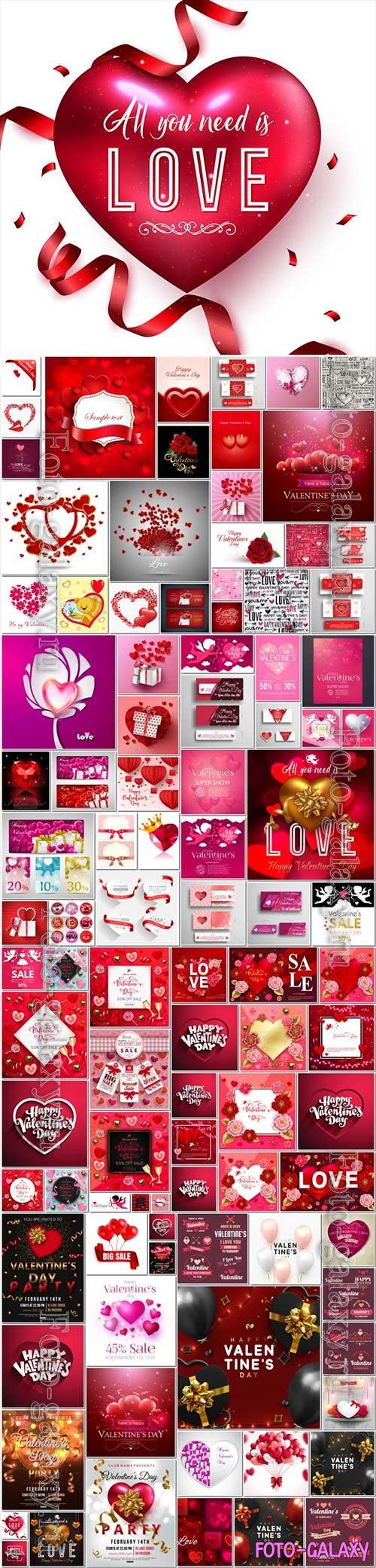 Bundle Happy Valentines Day, love, romance, hearts in vector vol 9