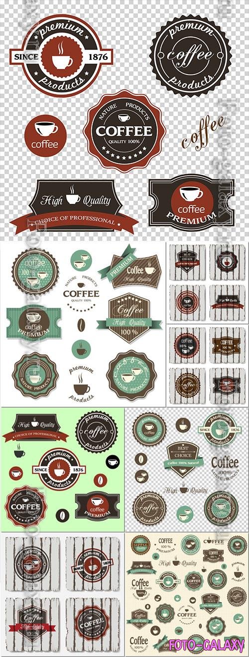 Coffee labels, icons vector set