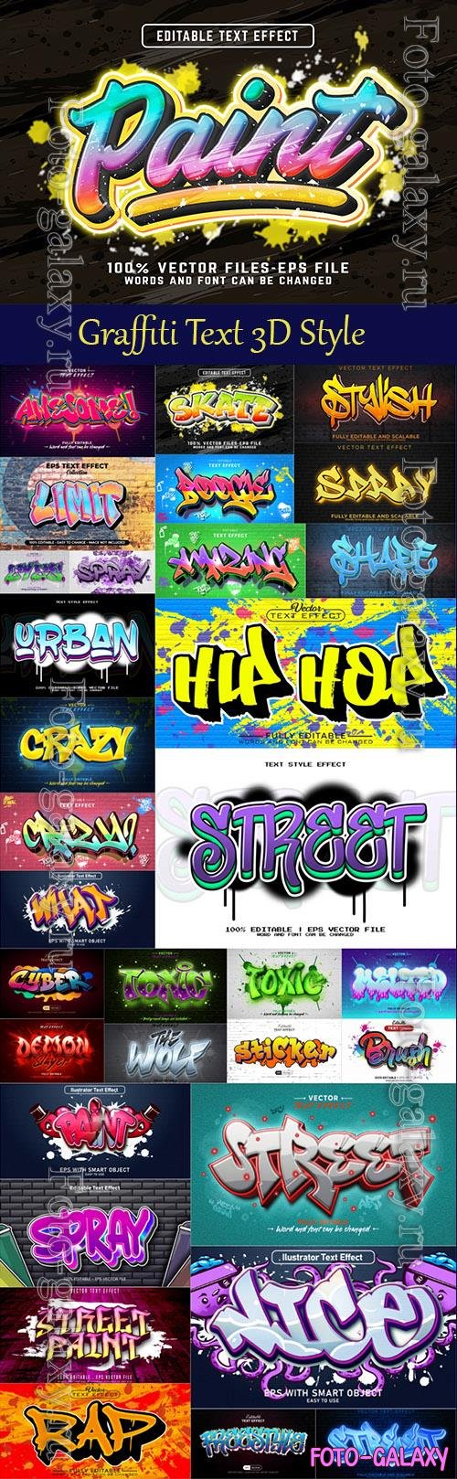 Graffiti text 3d style vector collection