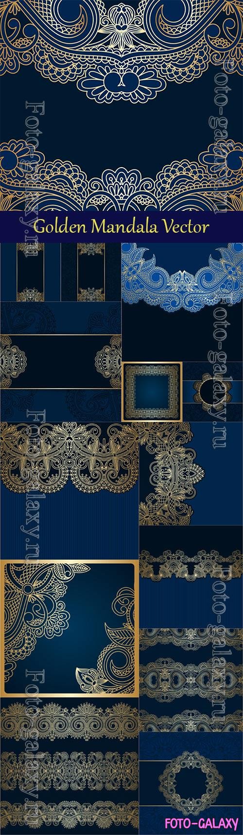 Vector backgrounds with golden mandala decor