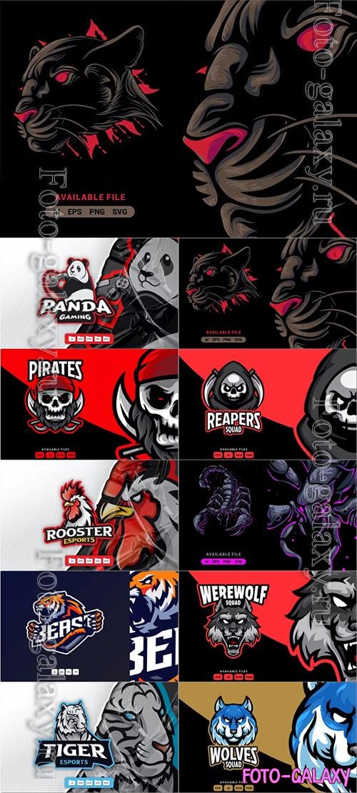 Mascot logo design vector set vol 1