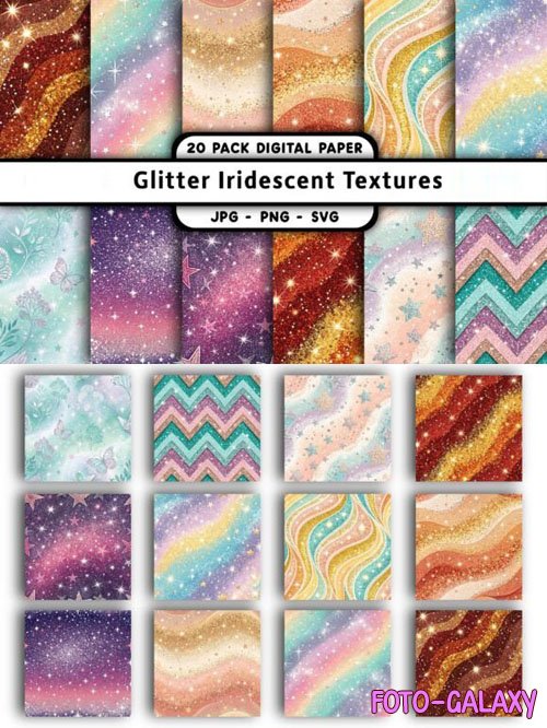 20 Glitter Iridescent Textures Pack