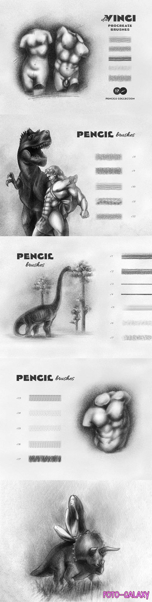 17 Sketch Pencil Brushes Pack for Procreate