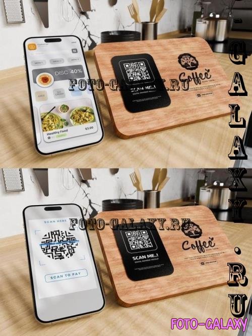 QR Code and Screen Smartphone Mockup - ZKCH9R2