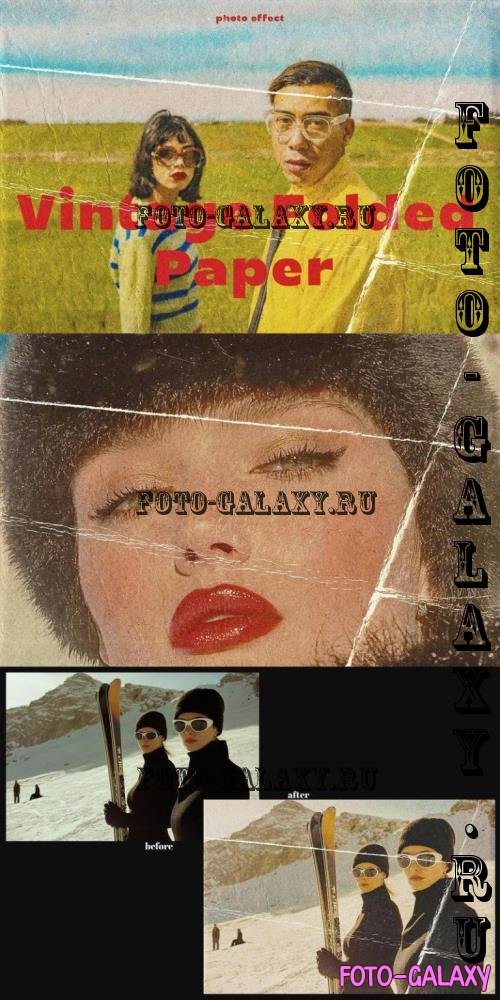 Folded Paper Vintage Card Photo Effect - 75NNNC7