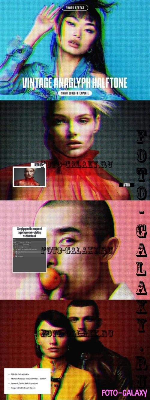 Vintage Anaglyph Halftone Effect - 291059404 - J4JV8MT