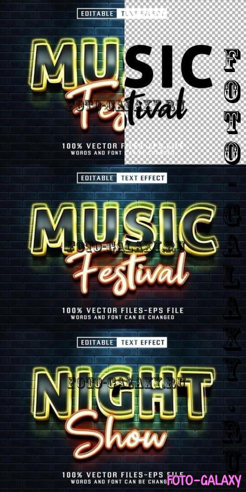 Music Festival Neon Text - Editable Text Effect - YRJPFTQ