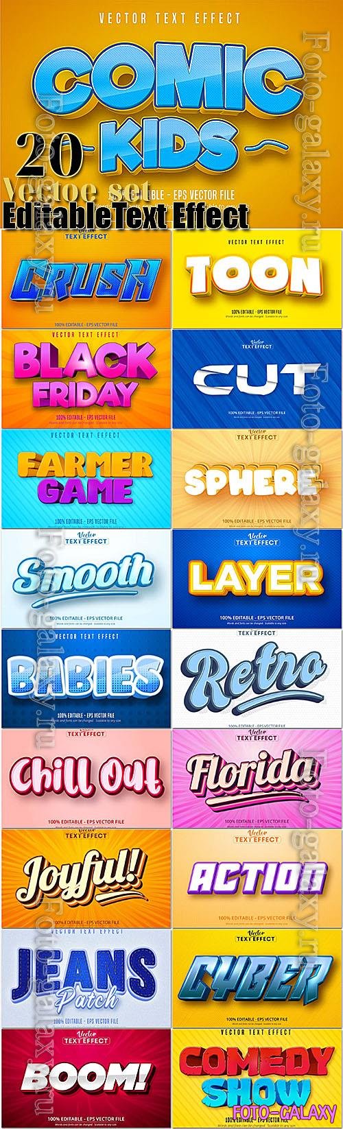 20 Editable Vector Text Effect, Font Style