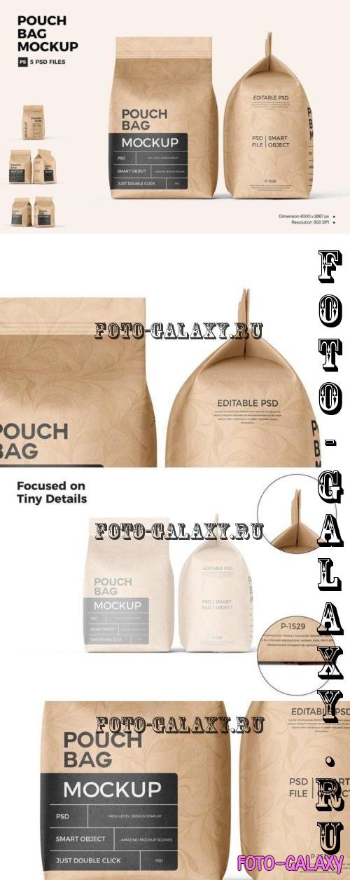 Kraft Pouch Bag Mockup for Food - V5KDKR7