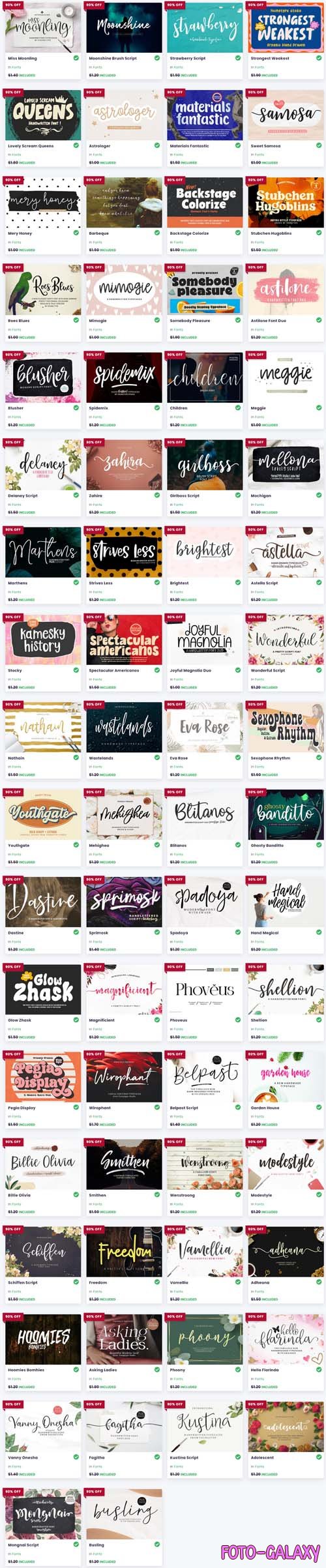 Handwritten Stylish Font Bundle - 70 Premium Fonts