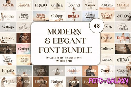 Modern & Elegant Font Bundle - 48 Premium Fonts