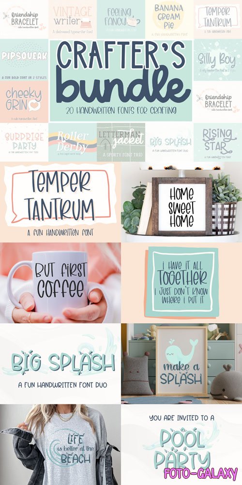 Crafter's Font Bundle - 20 Premium Handwritten Fonts