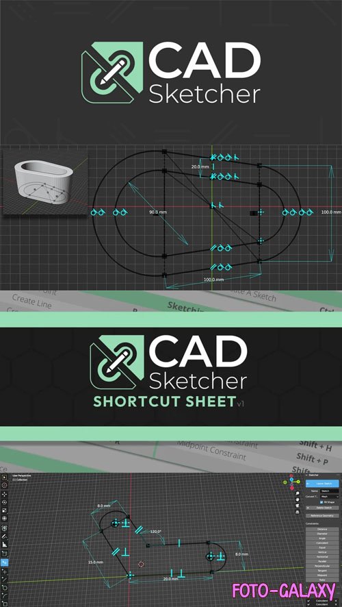 CAD Sketcher 0.27.6 for Blender + CAD Sketcher Shortcut Sheet